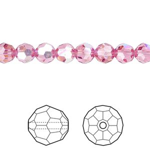 Bead 12pk rose AB, Crystal Passions® 6mm round 5000