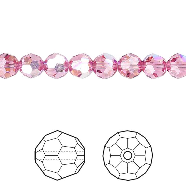 Bead 12pk rose AB, Crystal Passions® 6mm round 5000 image number 0