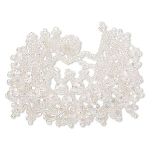 Bracelet, glass, clear AB, 38mm wide with faceted round, 7-1/2 inches with button clasp. Sold individually.