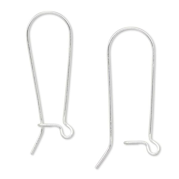 Ear wire, sterling silver-filled, 31mm straight kidney with open loop, 21 gauge. Sold per pkg of 5 pairs. image number 0