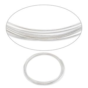 Wire, silver-plated carbon steel, 0.5-0.6mm thick, 2-1/4 inch inside diameter. Sold per 1-ounce pkg, approximately 50 loops.