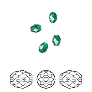 Bead 4pk majestic green, Crystal Passions® 5x4mm olive briolette 5044