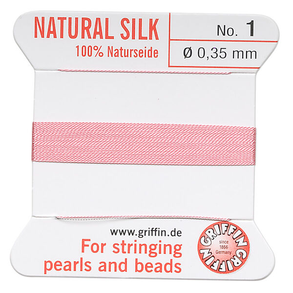 Thread, Griffin, silk, dark pink, size #1. Sold per 2-meter card (approximately 78 inches). image number 0