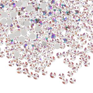 Flat back, Dance With Me™ crystal rhinestone, crystal AB, foil back, 2.7-2.9mm rose, SS10. Sold per pkg of 1,440 (10 gross).