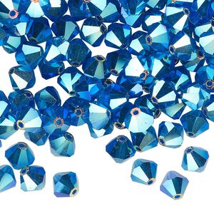 Bead 288pk Capri blue AB 2X, Preciosa Czech crystal 6mm bicone