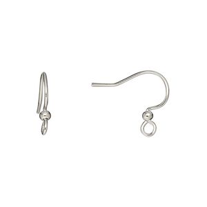 Ear wire fishhook 1pkg50, 15mm / 2.5mm ball / open loop, 21 gauge silver-finished / lacquered stainless steel 25 pair