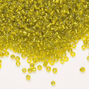 Seed bead, Ming Tree™, glass, pkg/1 pound, #11 round, transparent silver-lined yellow.