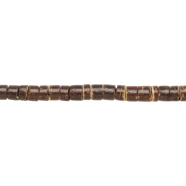 Bead, coconut shell (waxed), dark brown, 3-4mm hand-cut heishi. Sold per pkg of (2) 24-inch strands. image number 0