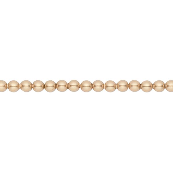 Pearl 100pk bright gold, Crystal Passions® 3mm round 5810 image number 0