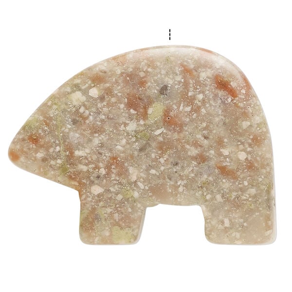 Autumn jasper 1pkg1, half-drilled Zuni-style bear focal natural, 39x22mm-43x31mm image number 1