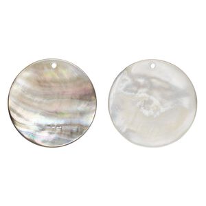 Focal, black lip shell (natural), 35-40mm flat round, Mohs hardness 3-1/2. Sold individually.