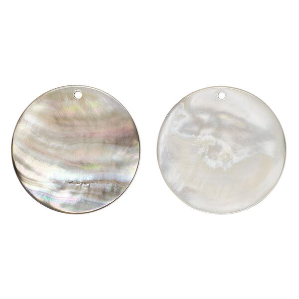 Focal, black lip shell (natural), 35-40mm flat round, Mohs hardness 3-1/2. Sold individually. image number 0