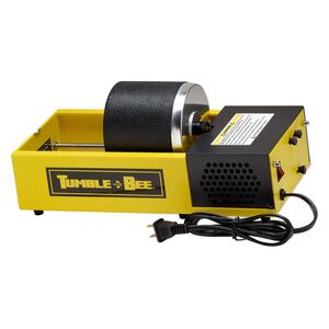 Steel / rubber / ABS plastic 1pkg1, Tumble Bee® Tumbler / watertight barrel, yellow / black / silver 13x6x6 inch / 4.5x4.5 inch