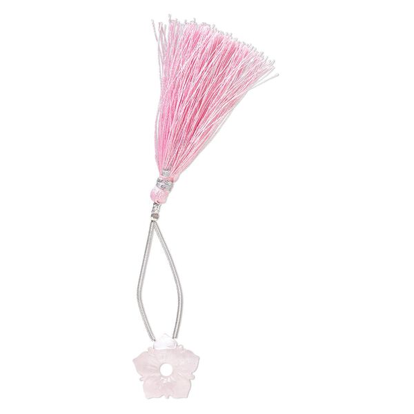 Rose quartz 1pkg1, hand-cut top-drilled carved flower bead natural 20x20mm / 4mm center hole image number 1