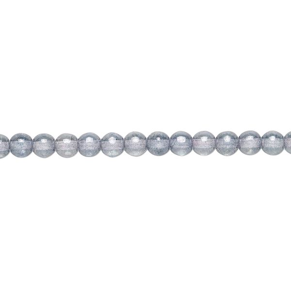 Bead, Czech glass druk, translucent blue luster, 4mm round. Sold per 15-1/2" to 16" strand. image number 0