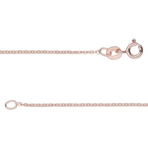 Chain 1pkg1 rose gold-plated sterling silver cable, 1.2mm flat / springring clasp, Gossamer™ 18 inch