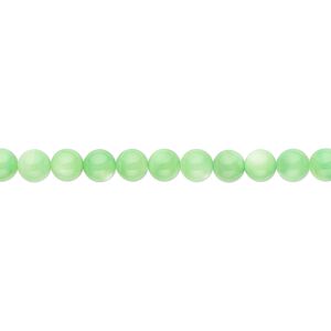 Bead, mother-of-pearl shell (dyed), mint green, 4mm round. Sold per 15" to 16" strand.