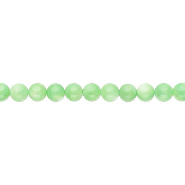 Bead, mother-of-pearl shell (dyed), mint green, 4mm round. Sold per 15" to 16" strand. image number 0