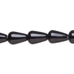 Black onyx 1pkg1, teardrop bead 15.5-16 inch 12x8mm