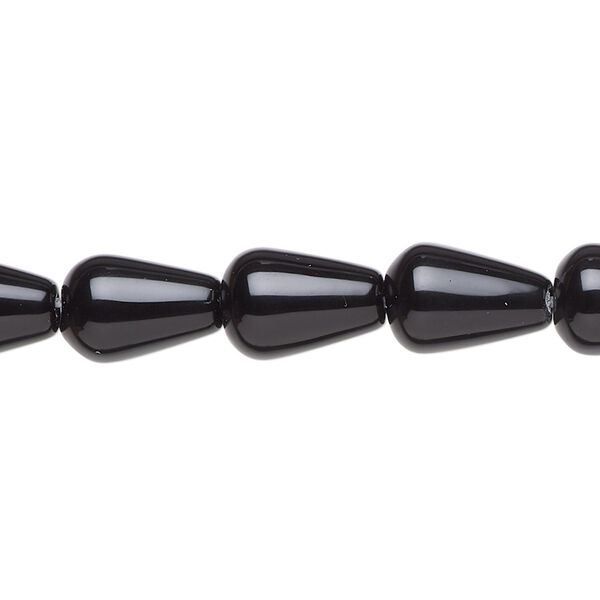 Black onyx 1pkg1, teardrop bead 15.5-16 inch 12x8mm image number 0