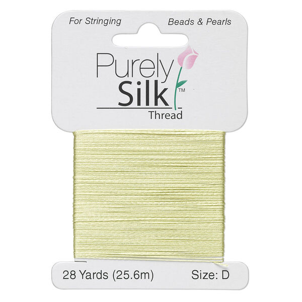 Thread, Purely Silk™, light green, size D. Sold per 28-yard card. image number 0