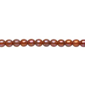 Bead, Czech glass druk, opaque orange half-coated nebula, 4mm round. Sold per 15-1/2" to 16" strand.