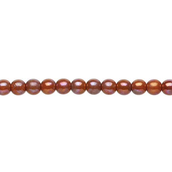 Bead, Czech glass druk, opaque orange half-coated nebula, 4mm round. Sold per 15-1/2" to 16" strand. image number 0