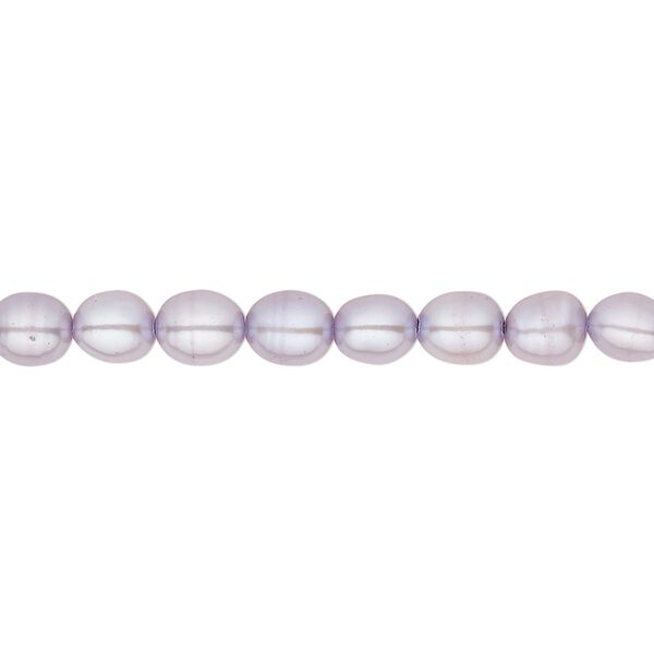 Pearl, cultured freshwater (dyed), lavender, 4-5mm rice, C grade, Mohs hardness 2-1/2 to 4. Sold per 16-inch strand. image number 0