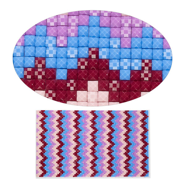Adhesive sheet, My Style Deco Art™, peel-off, resin and glue, pink / blue / multicolored, 8 x 4-3/4 inch rectangle, 1.8mm thick with chevron design. Sold individually. image number 0