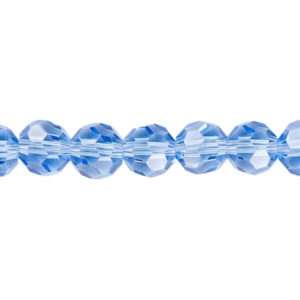 Bead 1pk 32 facets transparent light blue, Celestial Crystal® 8mm round 15.5-16 inch image number 0