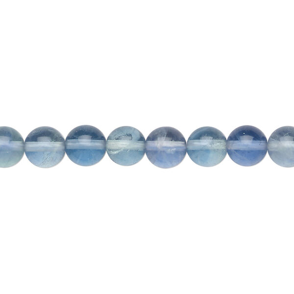Bead, blue fluorite (natural), 6mm round, B+ grade, Mohs hardness 4. Sold per 8-inch strand, approximately 30-35 beads. image number 0