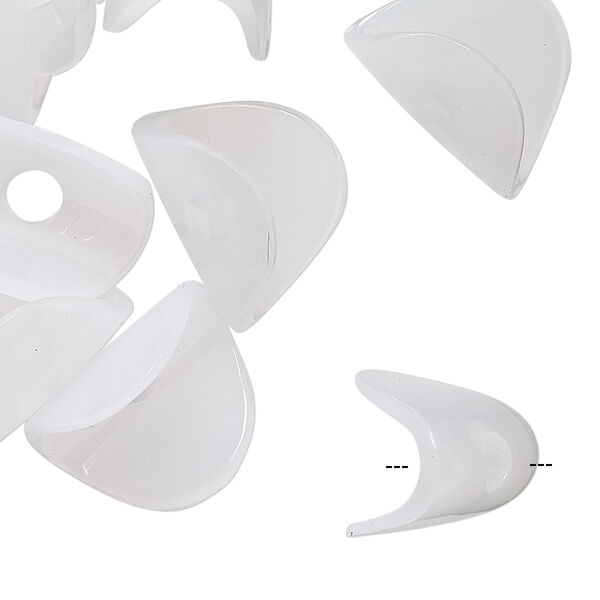 Bead, vintage German acrylic, white, 18x12mm folded flat oval. Sold per pkg of 24. image number 0