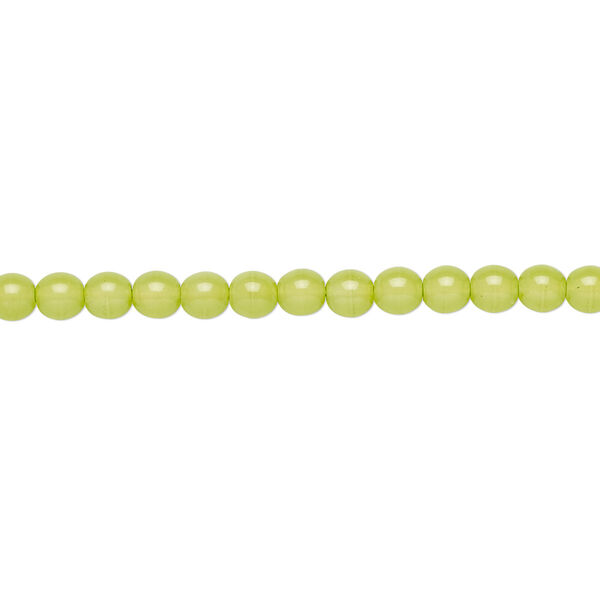 Bead, Czech dipped décor glass druk, opaque mint, 4mm round. Sold per 15-1/2" to 16" strand. image number 0