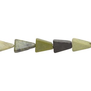 Yellow "turquoise" (serpentine with quartz) 1pkg1, hand-cut flat triangle bead natural 13 inch 8x8x5mm-11x11x8mm