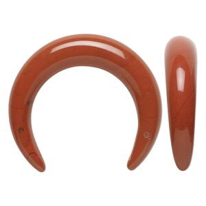 Red jasper 1pkg1, hand-cut undrilled naja moon focal natural 32x28mm-34x30mm / 7-8mm