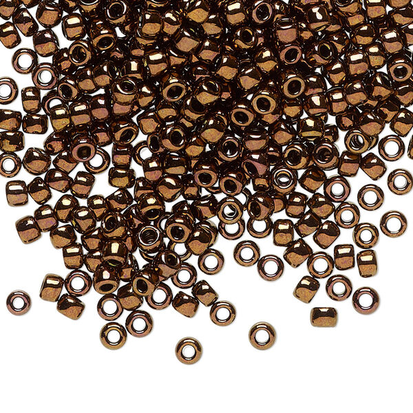 Seed bead, TOHO BEADS®, glass, pkg/50g, #8 round, opaque Olympic bronze (TR-08-224). image number 0
