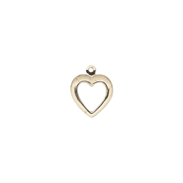 Charm, 14Kt gold-filled, 10.5mm single-sided open heart. Sold per pkg of 2. image number 0