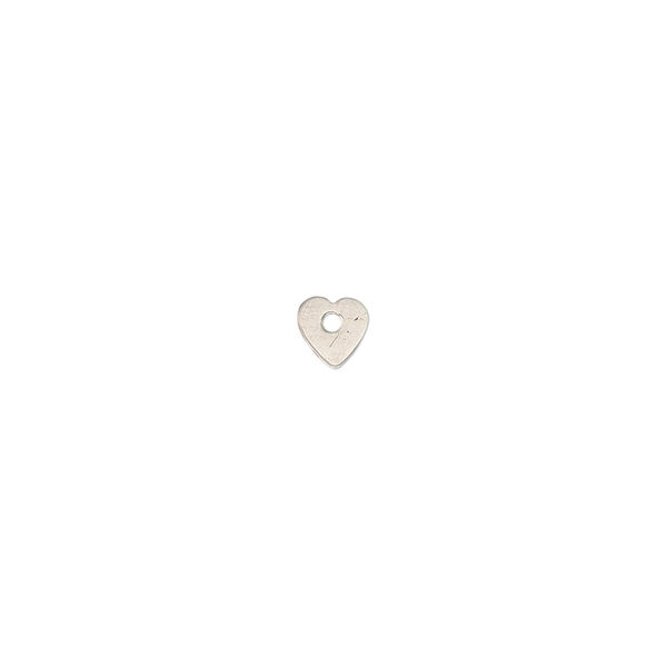 Charm, sterling silver, 5mm double-sided flat heart. Sold per pkg of 2. image number 0