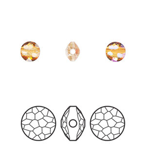 Bead 1pkg4 dark orange (HICT), Crystal Passions® 6mm puffed round 5034