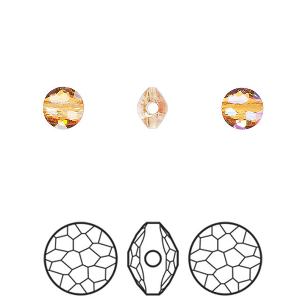 Bead 1pkg4 dark orange (HICT), Crystal Passions® 6mm puffed round 5034 image number 0