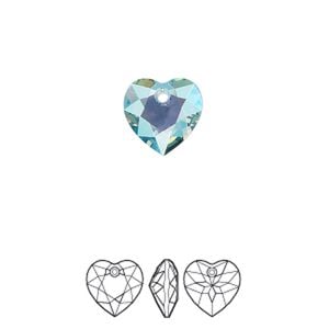 Drop 48pk aquamarine shimmer, Swarovski® 10.5mm pendant heart cut 6432