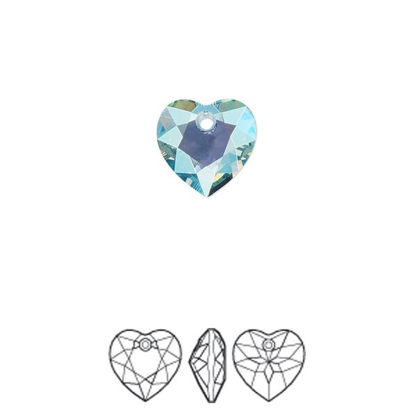Drop 48pk aquamarine shimmer, Swarovski® 10.5mm pendant heart cut 6432 image number 0