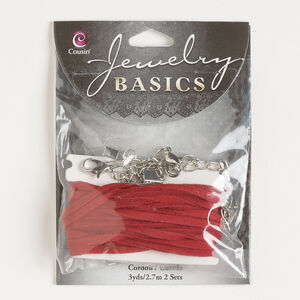 Cord and findings 1pkg3, faux suede and antique silver-finished steel, 3mm flat with 9x6mm lobster claw clasps.