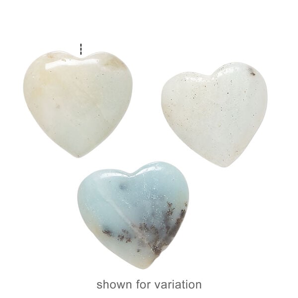 Amazonite 1pkg3, half-drilled puffed heart bead natural, 17-19mm image number 2