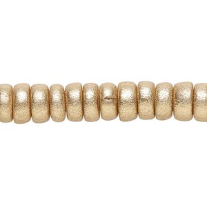 Bead, painted Taiwanese cheesewood (coated), metallic gold, 8x4mm rondelle. Sold per pkg of (2) 15-1/2" to 16" strands.