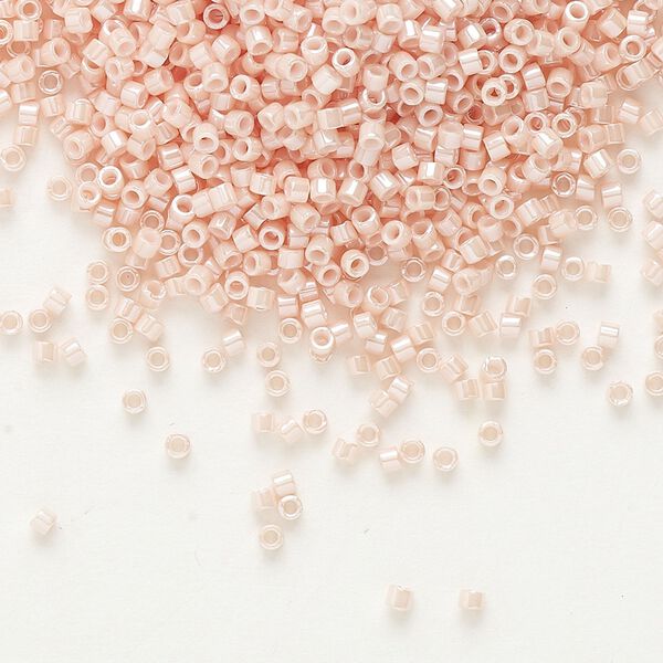 Seed bead, Delica®, glass, pkg/7.5g, #11 round, opaque glazed luster light salmon (DB-1533). image number 0