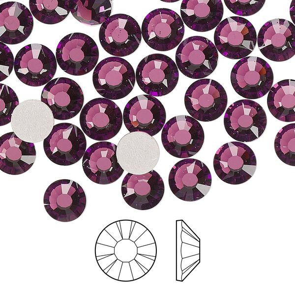 Flat back 288pk amethyst foil back, Preciosa MAXIMA Czech crystal hotfix rhinestone 6.3-6.5mm chaton rose round SS30 image number 0