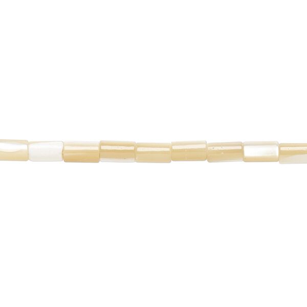 Bead, mother-of-pearl shell (natural), 5x3mm round tube, Mohs hardness 3-1/2. Sold per 15-1/2" to 16" strand. image number 0