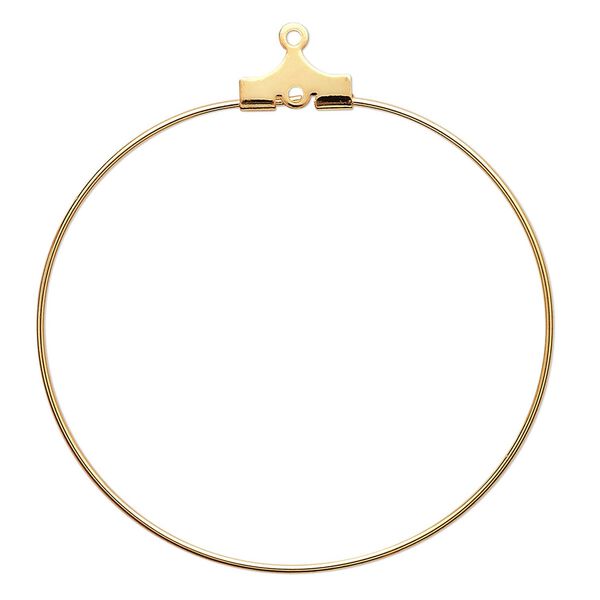 Beading hoop, gold-plated brass, 40mm round with loop. Sold per pkg of 10. image number 0