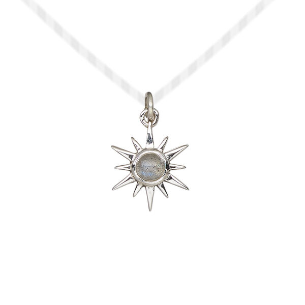 Labradorite / sterling silver 1pkg1, open star drop natural antiqued 12x12mm image number 0